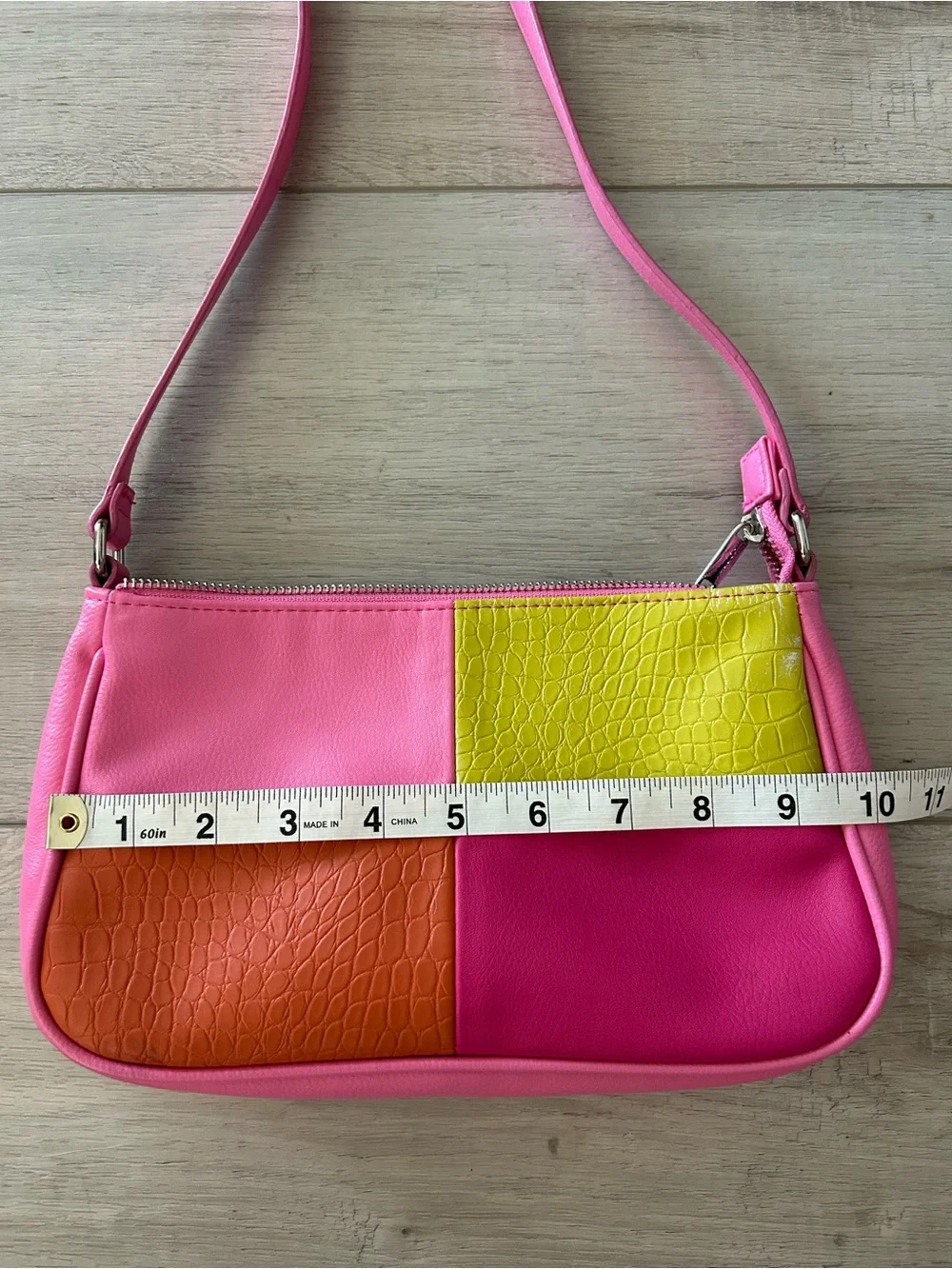 Wild Fable Colorblock Pink Shoulder Bag with Orange & Yellow Panels